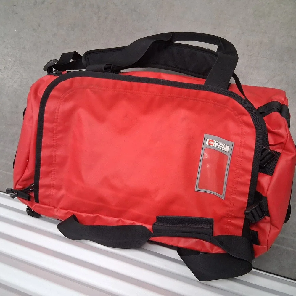 The North Face Base Camp Duffel Bag Red Black Medium Water Resistant Travel Bag